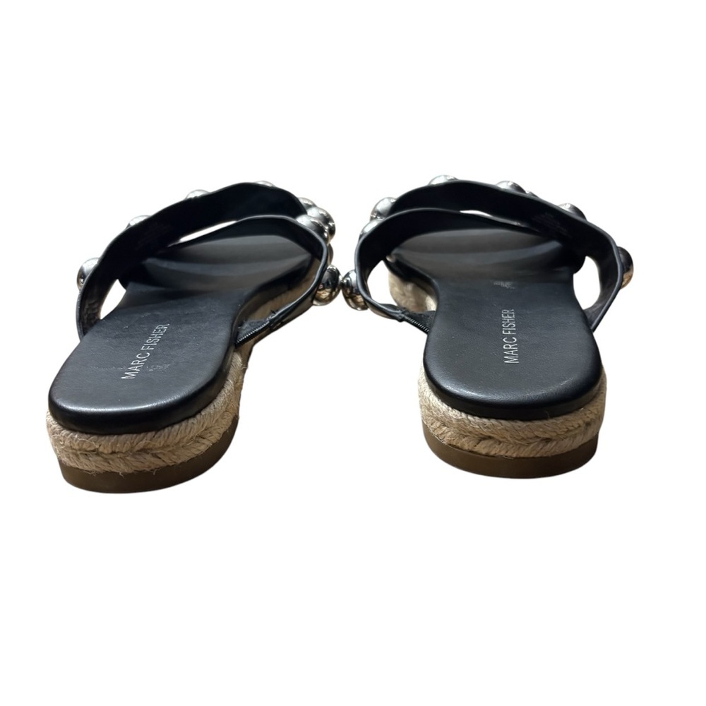 MARC FISHER Prisca Black Slide Espadrille Sandals with Silver Accents Size 6.5 - Picture 7 of 8